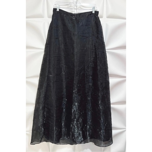 Crimson by Lawrence Kurtz Sz 12 Long Black Metallic Silver Maxi Formal Skirt - Picture 5 of 8